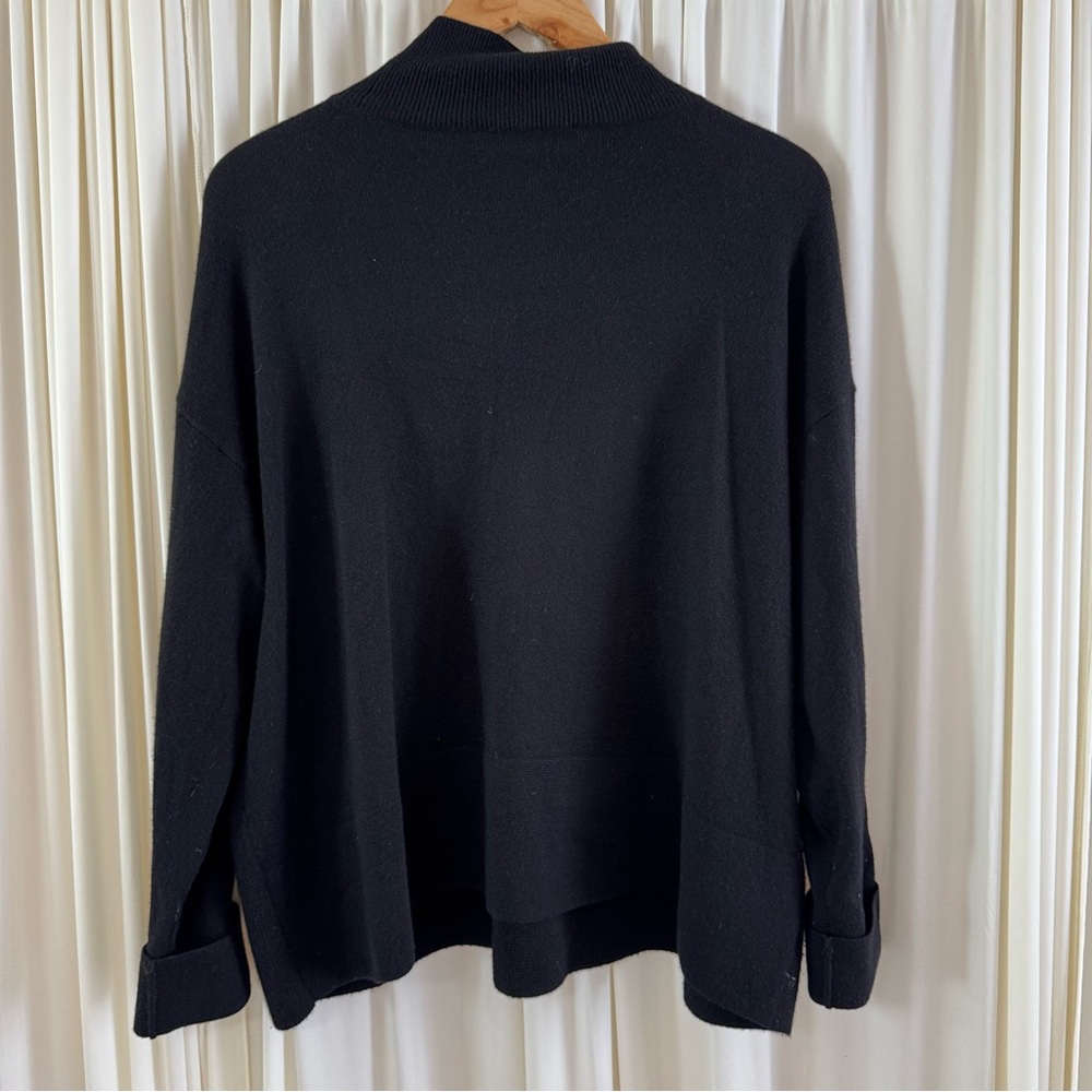 Everlane Black 100% Cashmere Mock Neck Sweater Fall Winter Cozy Size XL - Picture 6 of 6